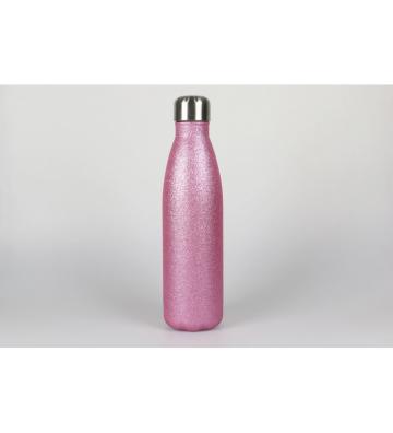 Botella laserable rosa purpurina 500ml.